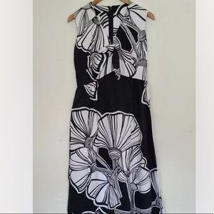VINTAGE Black And White MALIA OF HONOLULU HAWAIIAN FLORAL MAXI DRESS Sz 14